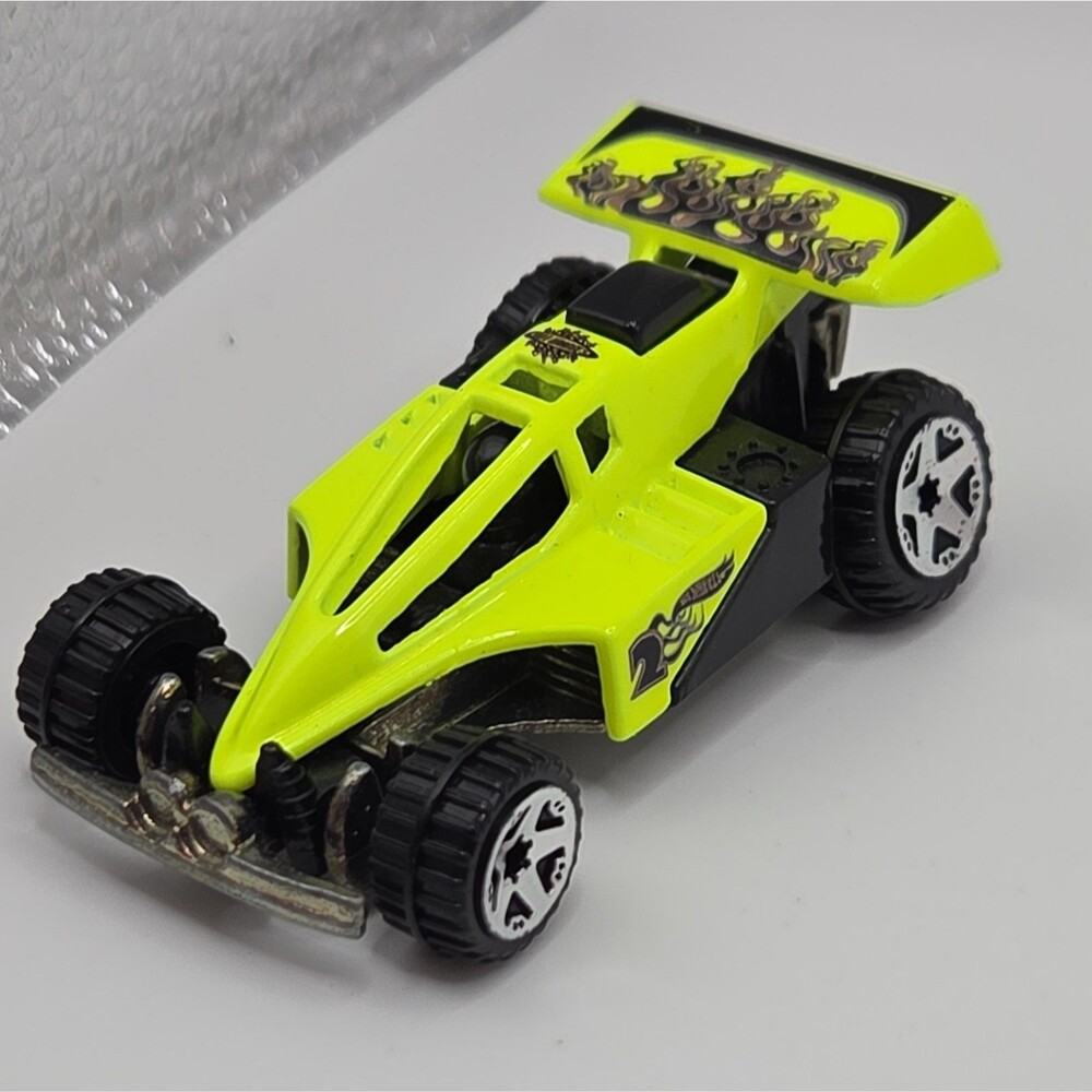 Hot Wheels VTG Neon Yellow/Black Diecast Buggy Car Rear Wing 1:64 1991